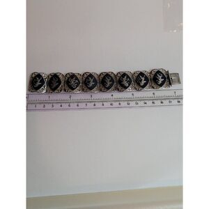 Siam Sterling Silver Niello Hinge Panel Bracelet